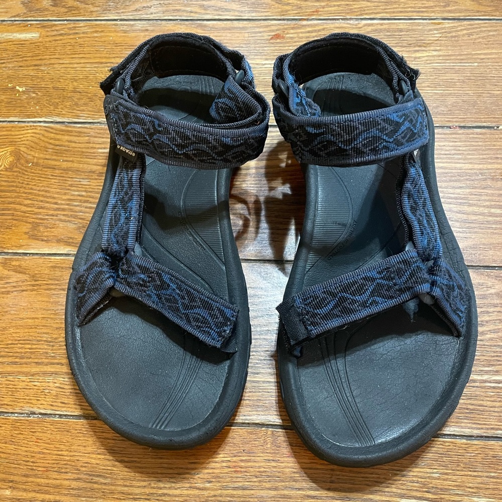 Teva Hurricane Black And Blue Abstract Men's Sandals Size 8 US